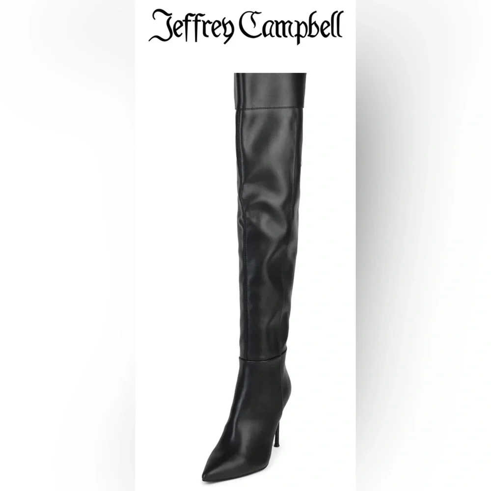 New Jeffrey Campbell‎ Pillar Over the Knee Black Stiletto Boot Sz 5.5 $270